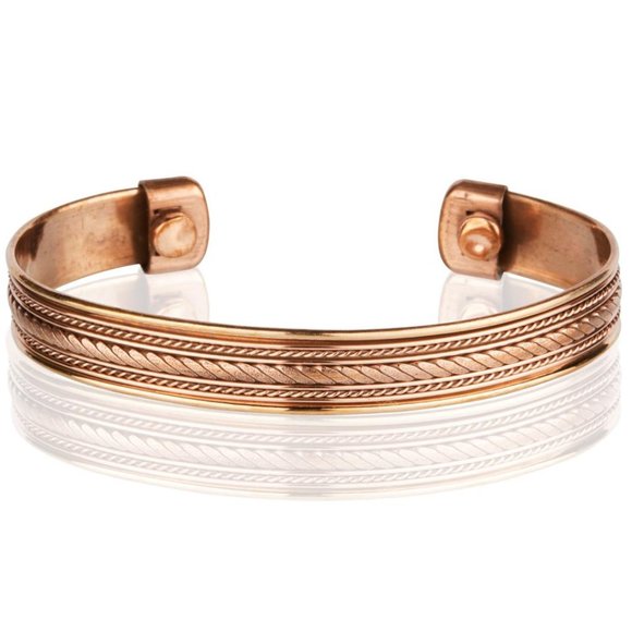 Pure Copper Magnetic Health Bracelet Heal Arthritis Pain Energy Cuff Bangle Dome - Picture 1 of 1